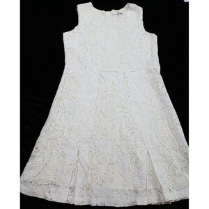DKNY White Lace Girls Fancy Sleeveless Dress Size Large or 14 Teens Zippers